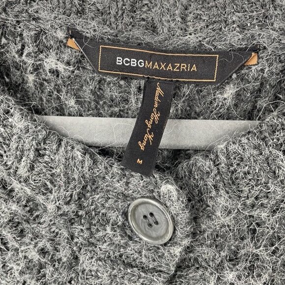 BCBGMaxazria Wool & Alpaca buttoned grey sweater mini dress - Picture 9 of 13